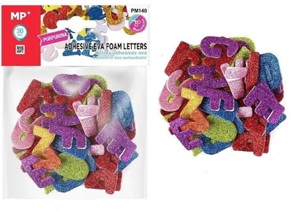 Изображение Akson Naklejki z pianki literki brokat 30mm