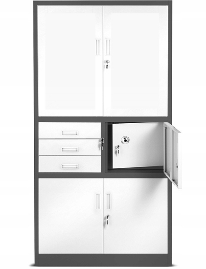 Picture of Aktenschrank mit Schubladen und Tresor FILIP II, 900 x 1850 x 400 mm, anthrazit-weiß