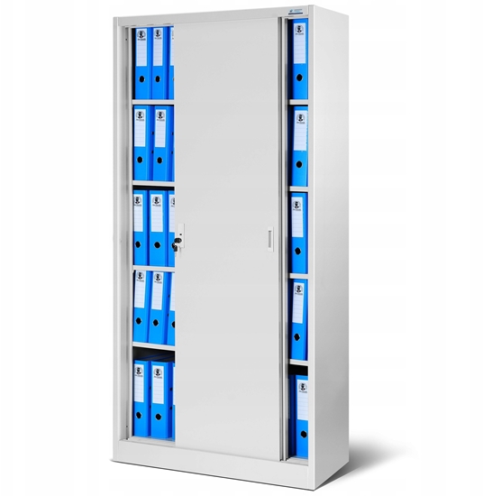 Picture of Aktenschrank, Schiebetürenschrank, Metallschrank KUBA, 900 x 1850 x 400 mm, grau