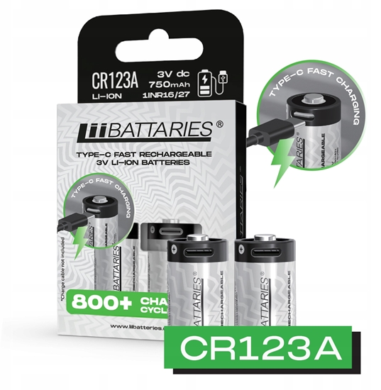 Picture of Akumulator LiiBatteries CR123A 750mAh bl./2szt USB-C