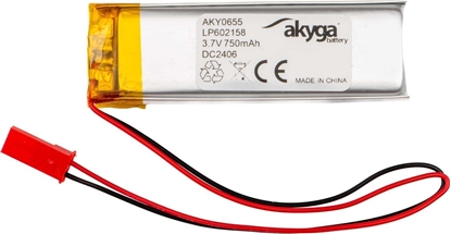 Picture of Akumulator Li-Po LP602158 Akyga AKY0655 3.7V / 750mAh PCM zcze JST 2-Pin 150mm