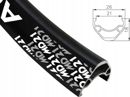 Picture of Alexrims Obrcz mtb ALEXRIMS MD21 26"x32otw. Tubeless Ready H.tarczowy kapslowana czarna (NEW)