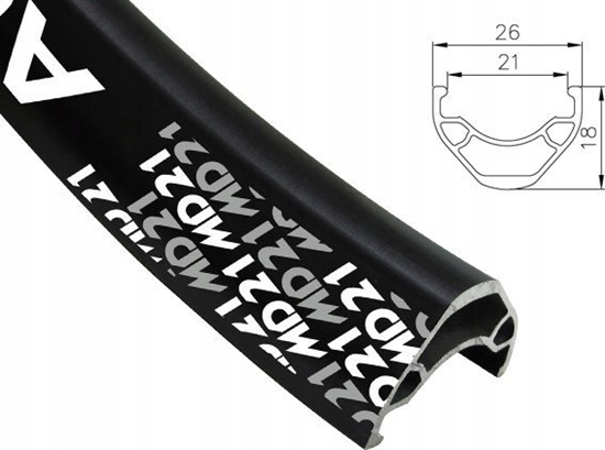 Picture of Alexrims Obrcz mtb ALEXRIMS MD21 26"x32otw. Tubeless Ready H.tarczowy kapslowana czarna (NEW)