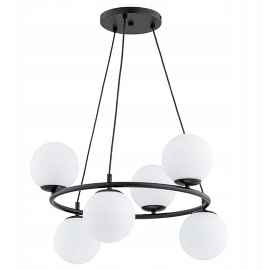 Picture of Alfa Ringo 63246 lampa wiszca zwis 6x10W E14 czarna/biaa