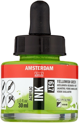 Attēls no Amsterdam Acrylic Ink Bottle Yellowish Green 617