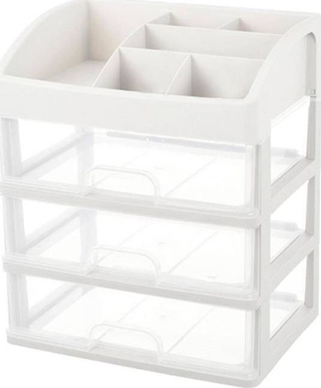 Picture of Aptel AG605G ORGANIZER Z 3 SZUFLADAMI NA KOSMETYKI BIUTERI PRZEGRODY kremowy