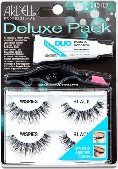 Picture of Ardell ARDELL_SET Deluxe Pack Wispies para sztucznych rzs Black + Lash Adhesive klej do rzs 2,5g + Lash Applicator aplikator do rzs