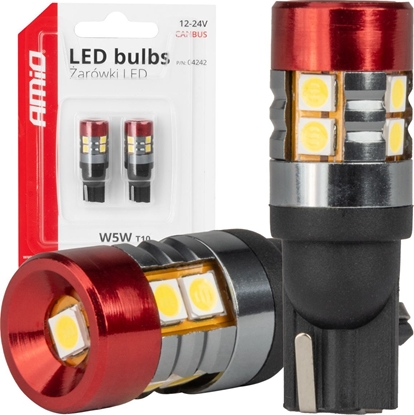 Picture of arówki led canbus t10 w5w 9 smd 3030 white 12v 24v amio-04242