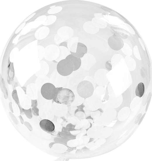 Изображение Arpex Balon transparentny z konfetti Celebrate srebrne