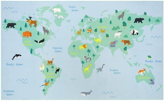 Picture of Associated Weavers Verdens Kortet Deluxe gulvtæppe til børn 120 x 195 cm