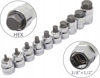 Attēls no ASTA LOW PROFILE SOCKETS - HEX 3/8" - 1/2" ON RAIL