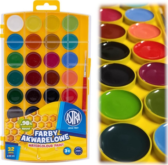 Изображение Astra Farby akwarelowe 32 kolory z eurozawieszk Astra