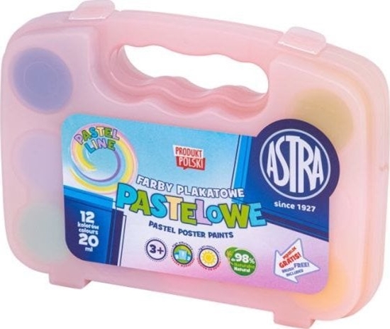 Изображение Astra Farby plakatowe 12 kolorów - 20 ml pastelowe walizka 301122007 mix cena za 1 szt