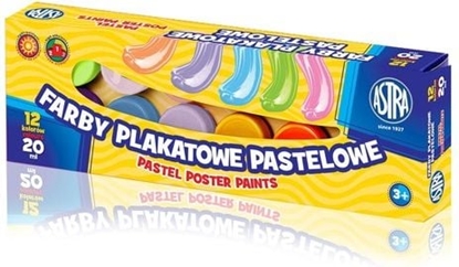 Изображение Astra Farby plakatowe pastelowe 12 kolorów 20ml (301118001)