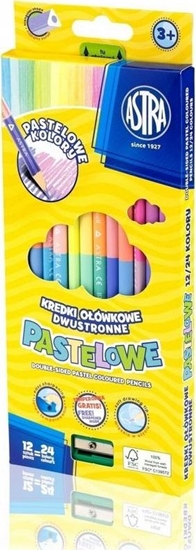 Picture of Astra Kredki oówkowe trójktne dwustronne pastelowe 12=24 ASTRA