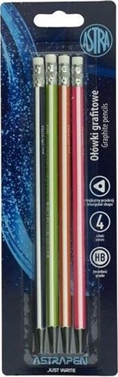 Изображение Astra Oówek grafitowy czarne drewno z gumk 4szt ASTRA