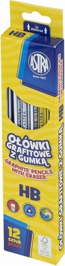 Изображение Astra Oówek grafitowy z gumk HB (12szt) ASTRA