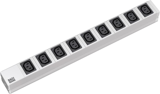 Picture of Bachmann 19" socket strip with 9x C13 sockets, with earthing contact plug
