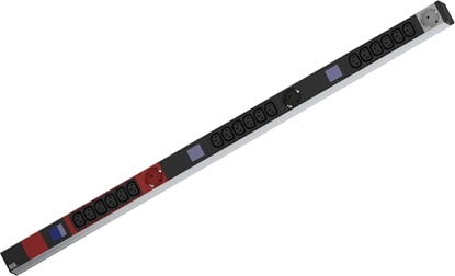 Picture of Bachmann BN0500 19" PDU 1U 18xC13 3x earthing contact, power measurement, connection CEE 3x 16A, red