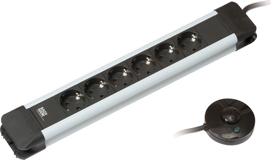 Picture of Bachmann CONNECTUS socket strip 6x earthing contact, foot switch, plastic, 1.5 m