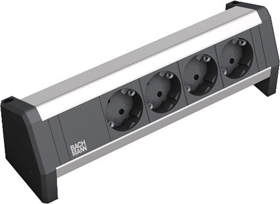 Picture of Bachmann DESK 4x earthing contact with fixed connection cable, black, 3 m