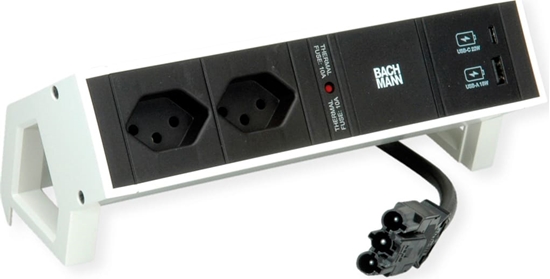 Picture of Bachmann DESK2 2xCH 1xUSB A/C 22W, 0.2m GST18 RAL9010 Switzerland