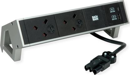 Attēls no Bachmann DESK2 2xUK 1xUSB A/C 22W, 0.2m GST18 INOX United Kingdom