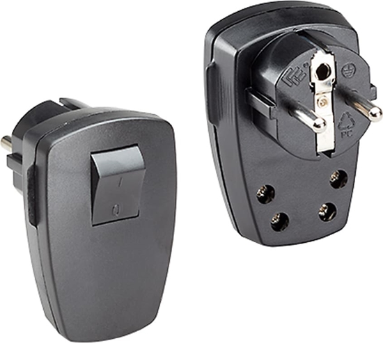 Picture of Bachmann earthing contact plug, black flat Rocker switch 2-p