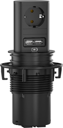 Attēls no Bachmann ELEVATOR 1xCEE7/3 1xUSB Charger 2.0m AEH RAL9005