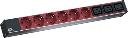 Attēls no Bachmann IT PDU ALU 1U 6x earthing contact 3x C19, supply cable with C20 plug, black