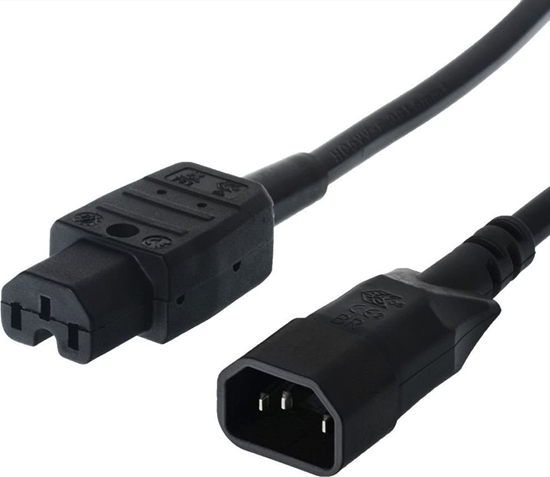 Picture of Bachmann mains cable, cold appliance plug to hot appliance coupling, IEC320 C14/C15, 1 m