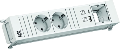 Attēls no Bachmann POWER FRAME 2xCEE7/3 1xCM 1xUSB A/C 22W 0,2m GST18 ws