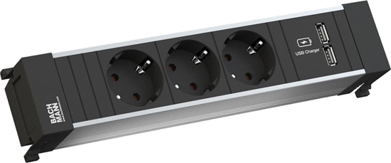 Picture of Bachmann POWER FRAME Medium 3x earthing contact 1xUSB Charger