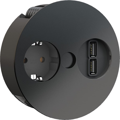 Изображение Bachmann TWIST 1x earthing contact, Wire end ferrules, USB charger, earthing contact mounting plug, black, 2 m
