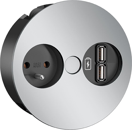 Picture of Bachmann TWIST 1xUTE 1xUSB Charger Chrom matt 0,2m GST18, chrom, 0,2 m