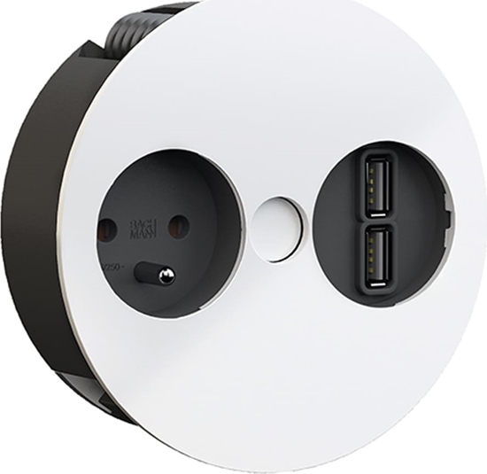 Picture of Bachmann TWIST 1xUTE 1xUSB charger power 2.0m AEH,RAL9010 30GE