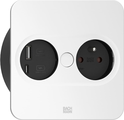 Picture of Bachmann TWIST 2 1xUTE 1xUSB A/C 22W 2,0m AEH RAL9010 30GE angular