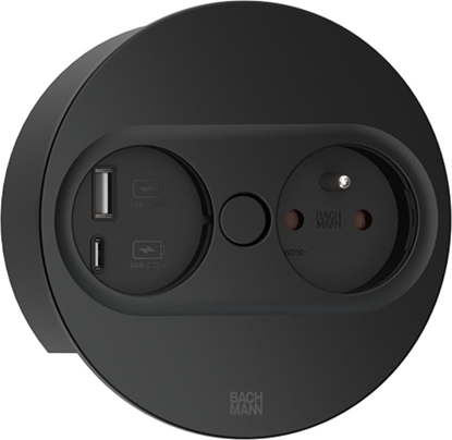 Picture of Bachmann TWIST 2 1xUTE 1xUSB A/C 22W 2.0m AEH RAL9005 30GE round