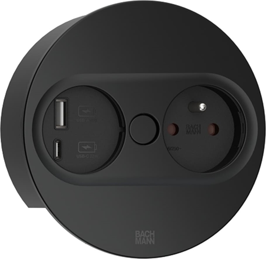 Picture of Bachmann TWIST 2 1xUTE 1xUSB A/C 22W 2.0m AEH RAL9005 30GE round