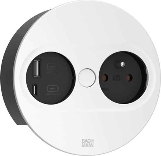 Picture of Bachmann TWIST 2 1xUTE 1xUSB A/C 22W 2.0m AEH RAL9010 30GE round