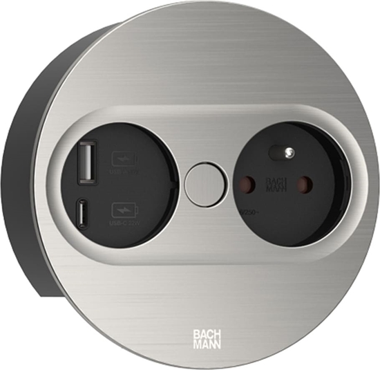 Picture of Bachmann TWIST 2 1xUTE 1xUSB A/C 22W 2.0m AEH stainless steel look round