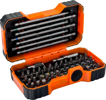 Attēls no Bahco Zestaw bitów 54 szt. szecioktne, paskie, Phillips, Pozidriv, Robertson, TORX z otworem, kolorowe TORX BAHCO