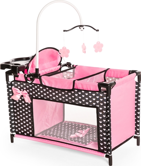 Picture of Bayer Bayer óeczko dla lalki z akcesoriami czarne z róow kokardk 62660AA