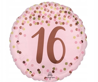 Picture of Balon foliowy Pretty pink 16th Birthday 46cm