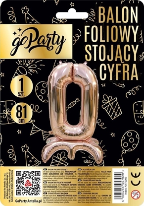 Attēls no Balon foliowy stojcy 0 rose gold 81cm