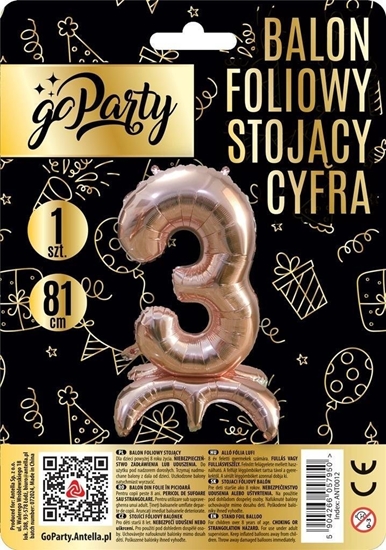 Picture of Balon foliowy stojcy 3 rose gold 81cm