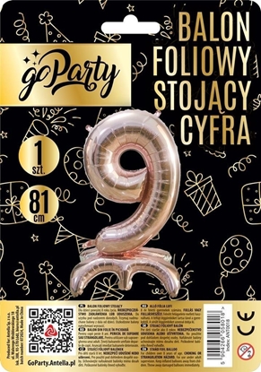Attēls no Balon foliowy stojcy 9 rose gold 81cm