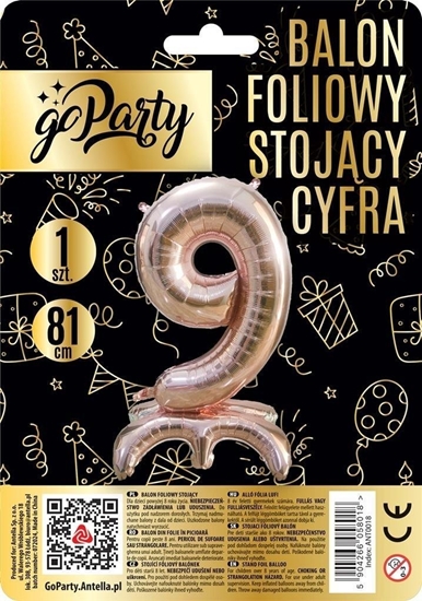 Picture of Balon foliowy stojcy 9 rose gold 81cm