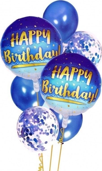 Picture of Balony Happy Birthday niebieski 7szt