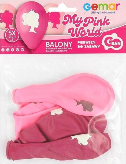 Picture of Balony Premium My Pink World w koronie 30cm 5szt